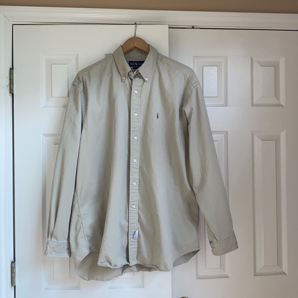 Beige Ralph Lauren Button Up Shirt